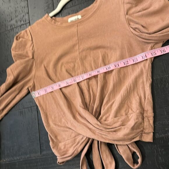 Open Edit Puff Sleeve Knot Front Crop Cropped Top Long Sleeve XS​​​ - Picture 8 of 9